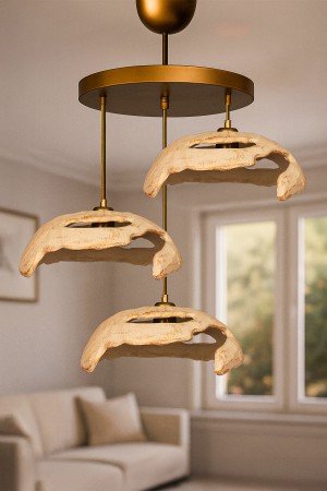 Cavora Handmade 3-Piece Carbon Concrete Chandelier 