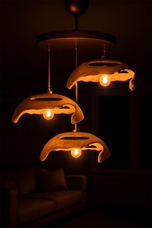 Cavora Handmade 3-Piece Carbon Concrete Chandelier 