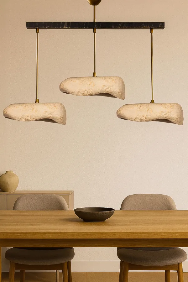 Creamelith Handmade 3-Piece Carbon Concrete Chandelier 
