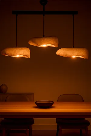 Creamelith Handmade 3-Piece Carbon Concrete Chandelier Creamelith Handmade 3-Piece Carbon Concrete Chandelier