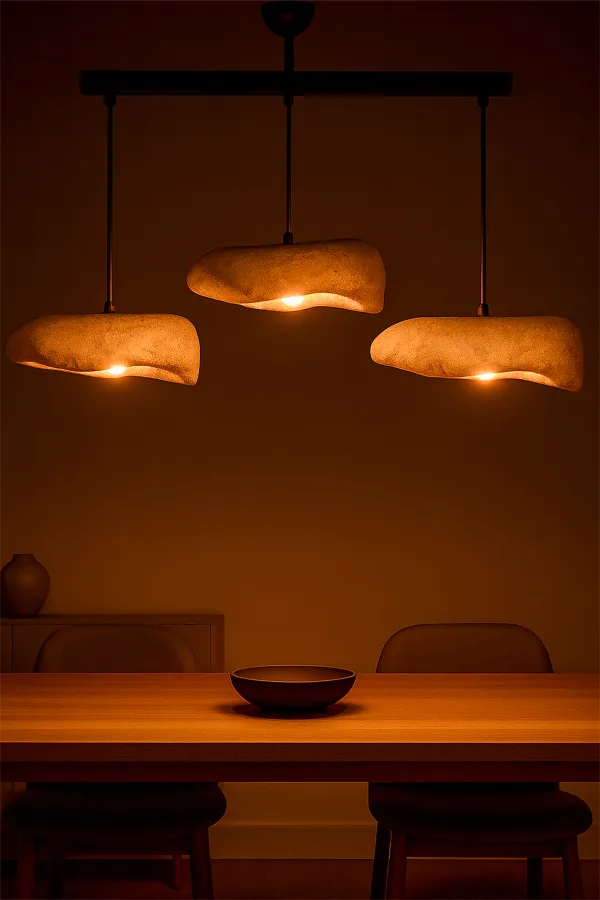 Creamelith Handmade 3-Piece Carbon Concrete Chandelier 