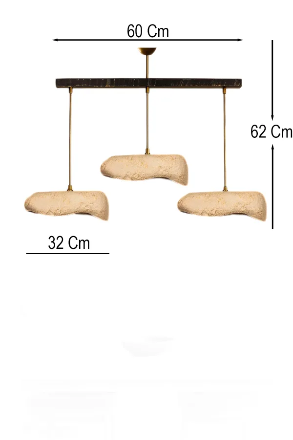 Creamelith Handmade 3-Piece Carbon Concrete Chandelier 