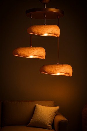 Sedra Handmade 3-Piece Carbon Concrete Chandelier 