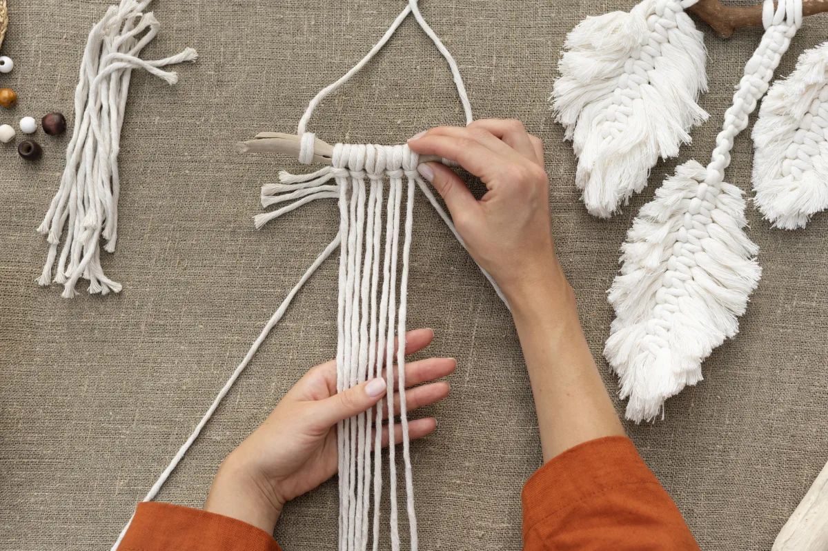 Macrame Chandelier Production Stage and Information