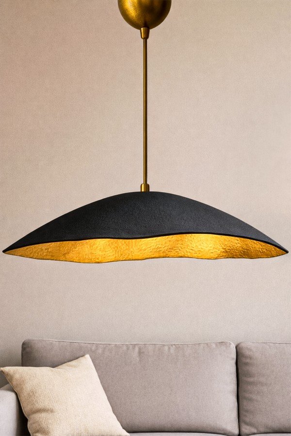 Handmade Wabi Sabi Karbon Beton Avize- Black Arivienne