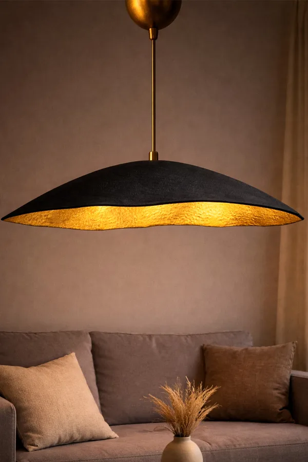 Handmade Wabi Sabi Karbon Beton Avize- Black Arivienne