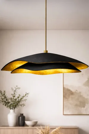 Handmade Wabi Sabi Karbon Beton Avize- Black Marvante