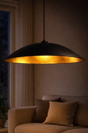 Handmade Wabi Sabi Karbon Beton Avize- Black Gravon