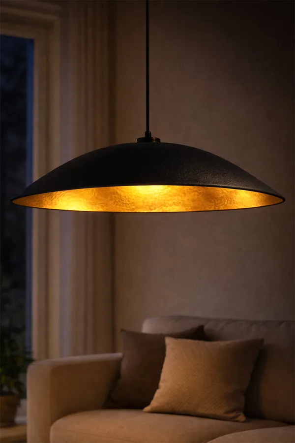 Handmade Wabi Sabi Karbon Beton Avize- Black Gravon