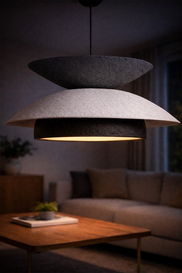 Handmade Wabi Sabi Karbon Beton Avize- Monara Handmade Wabi Sabi Karbon Beton Avize- Monara