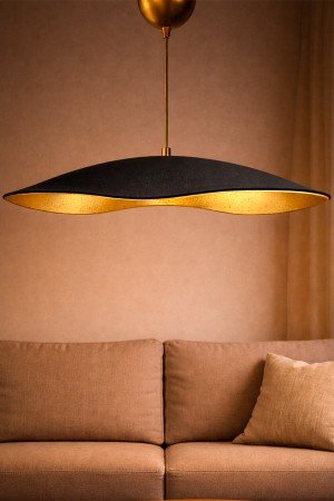 Handmade Wabi Sabi Karbon Beton Avize- Black Enfal