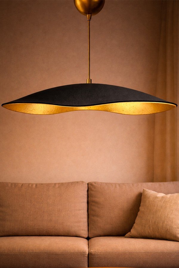 Handmade Wabi Sabi Karbon Beton Avize- Black Enfal