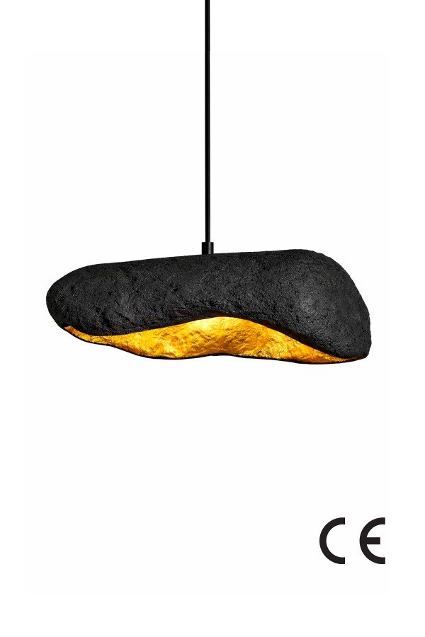 Handmade Wabi Sabi Karbon Beton Avize- Black Korvex