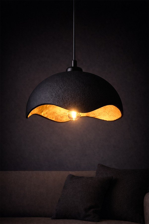 Handmade Wabi Sabi Karbon Beton Avize- Black Teynor