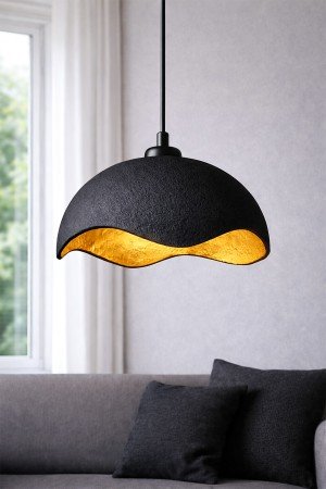 Handmade Wabi Sabi Karbon Beton Avize- Black Teynor