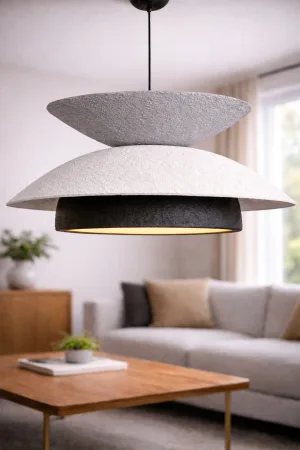 Handmade Wabi Sabi Karbon Beton Avize- Monara