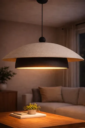 Handmade Wabi Sabi Karbon Beton Avize- YingYang