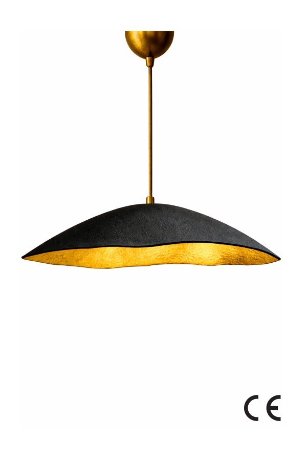 Handmade Wabi Sabi Karbon Beton Avize- Black Arivienne