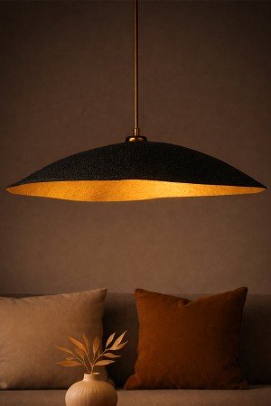 Handmade Wabi Sabi Karbon Beton Avize- Black Kairis