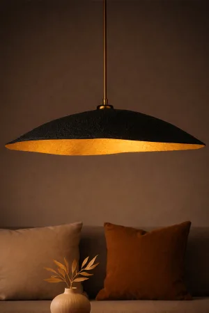 Handmade Wabi Sabi Karbon Beton Avize- Black Kairis