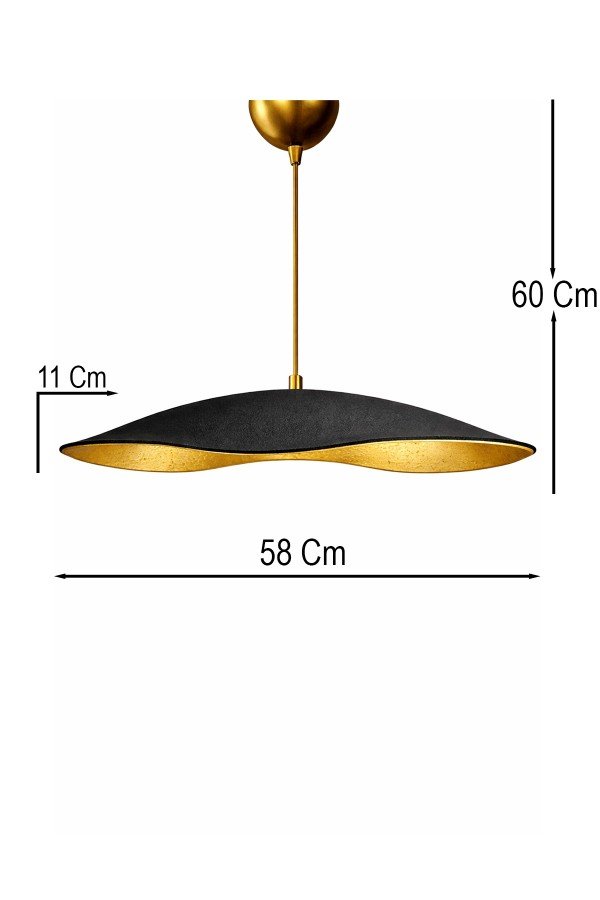 Handmade Wabi Sabi Karbon Beton Avize- Black Enfal