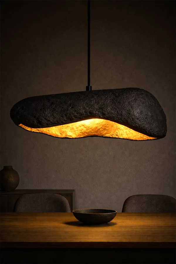 Handmade Wabi Sabi Karbon Beton Avize- Black Korvex Handmade Wabi Sabi Karbon Beton Avize- Black Korvex