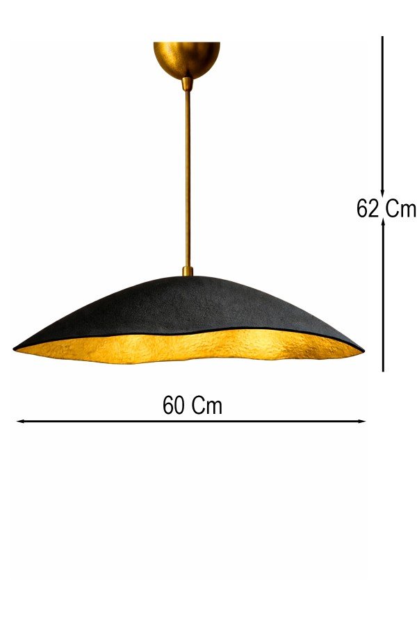 Handmade Wabi Sabi Karbon Beton Avize- Black Arivienne