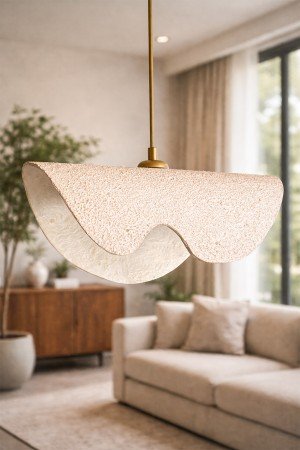 Handmade Wabi Sabi Karbon Beton Avize- Waveon