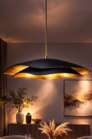 Handmade Wabi Sabi Karbon Beton Avize- Black Marvante