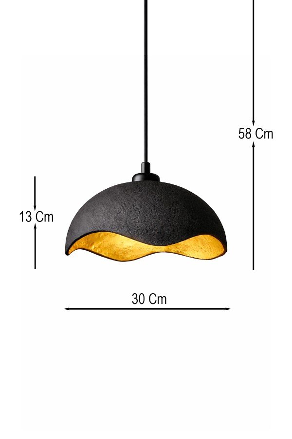 Handmade Wabi Sabi Karbon Beton Avize- Black Teynor