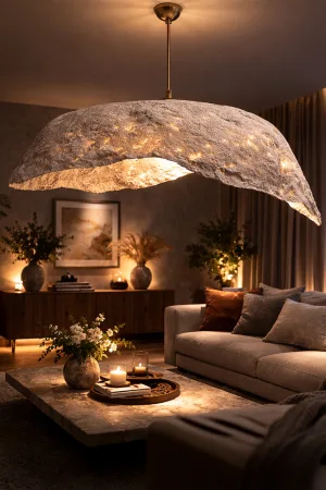 Handmade Wabi Sabi Karbon Beton Avize- Terranis