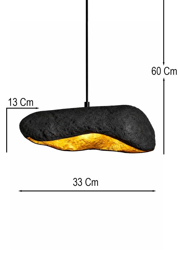 Handmade Wabi Sabi Karbon Beton Avize- Black Korvex