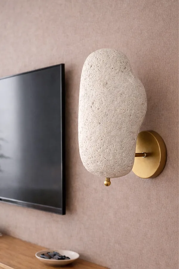Handmade Wabi Sabi Carbon Concrete Sconce - Akari Handmade Wabi Sabi Carbon Concrete Sconce - Akari