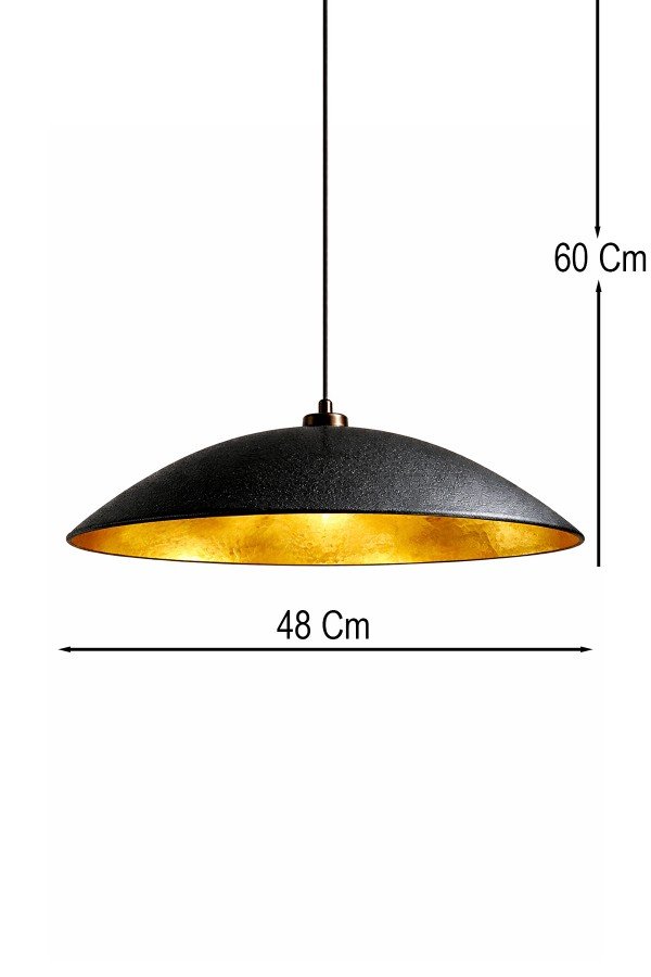 Handmade Wabi Sabi Karbon Beton Avize- Black Gravon