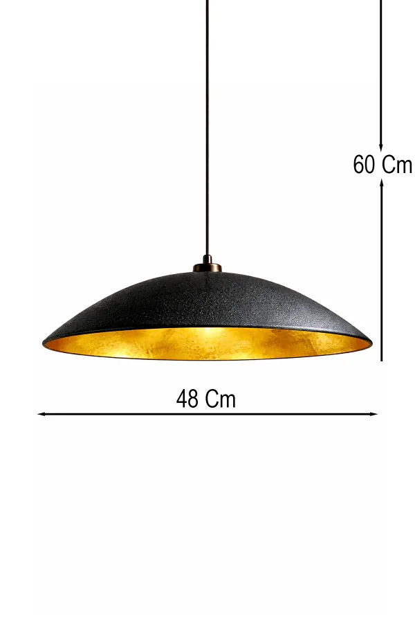 Handmade Wabi Sabi Karbon Beton Avize- Black Gravon