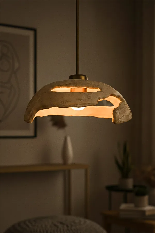 Handmade Wabi Sabi Karbon Beton Avize-Petra