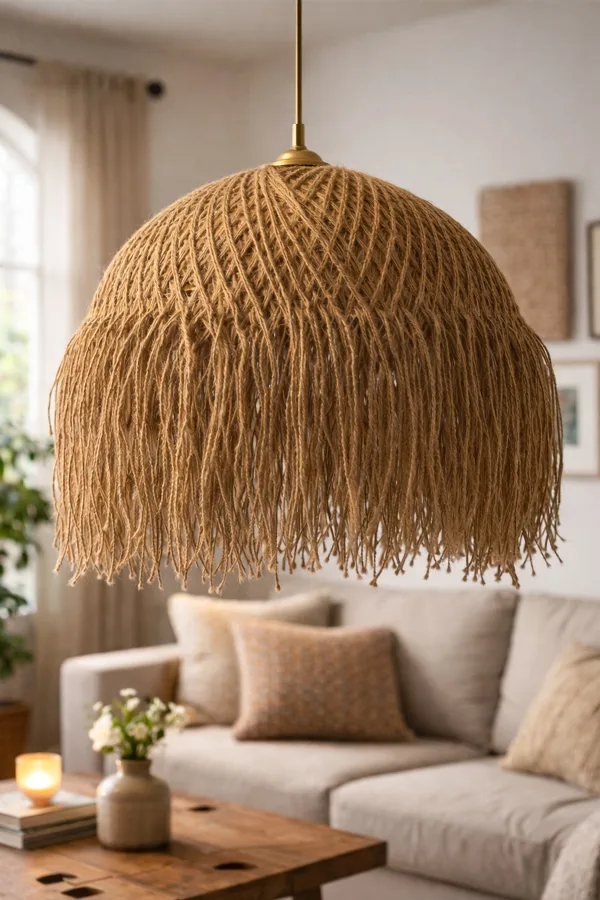 Bohemian Handmade Single Pendant Chandelier Jute - Nativa