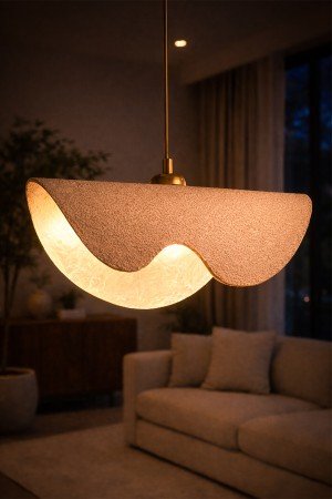 Handmade Wabi Sabi Karbon Beton Avize- Waveon