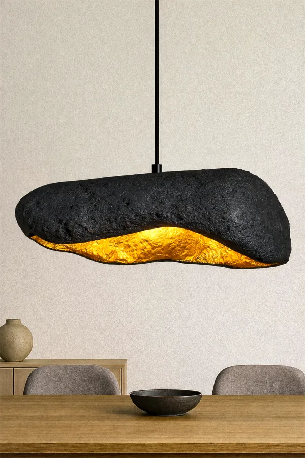 Handmade Wabi Sabi Karbon Beton Avize- Black Korvex Handmade Wabi Sabi Karbon Beton Avize- Black Korvex