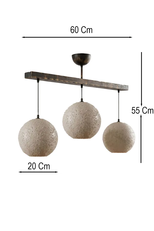 Handmade Wabi Sabi 3'lü Karbon Beton Avize - Asterion Handmade Wabi Sabi 3'lü Karbon Beton Avize - Asterion