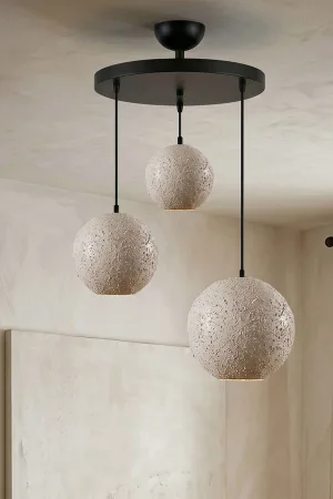 Handmade Wabi Sabi 3'lü Karbon Beton Avize - Orien