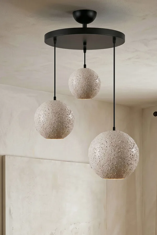 Handmade Wabi Sabi 3'lü Karbon Beton Avize - Orien Handmade Wabi Sabi 3'lü Karbon Beton Avize - Orien