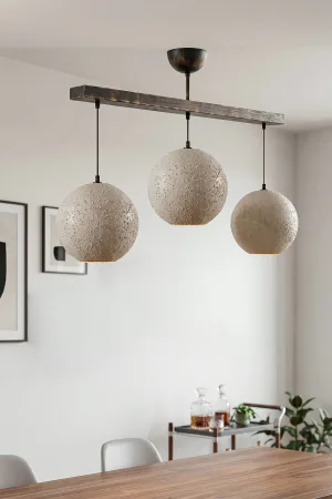 Handmade Wabi Sabi 3'lü Karbon Beton Avize - Asterion