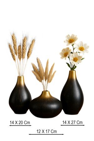GoldenShadow Handmade Decorative Ceramic 3-Piece Vase Set