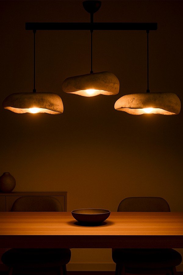 Stonelith Handmade 3-Piece Carbon Concrete Chandelier Stonelith Handmade 3-Piece Carbon Concrete Chandelier