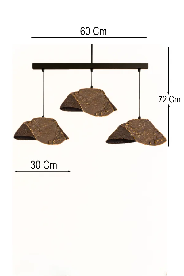 Obsidian Handmade 3 lü Karbon Beton Avize