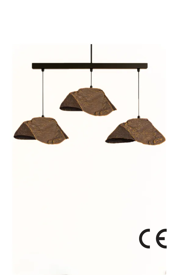 Obsidian Handmade 3 lü Karbon Beton Avize