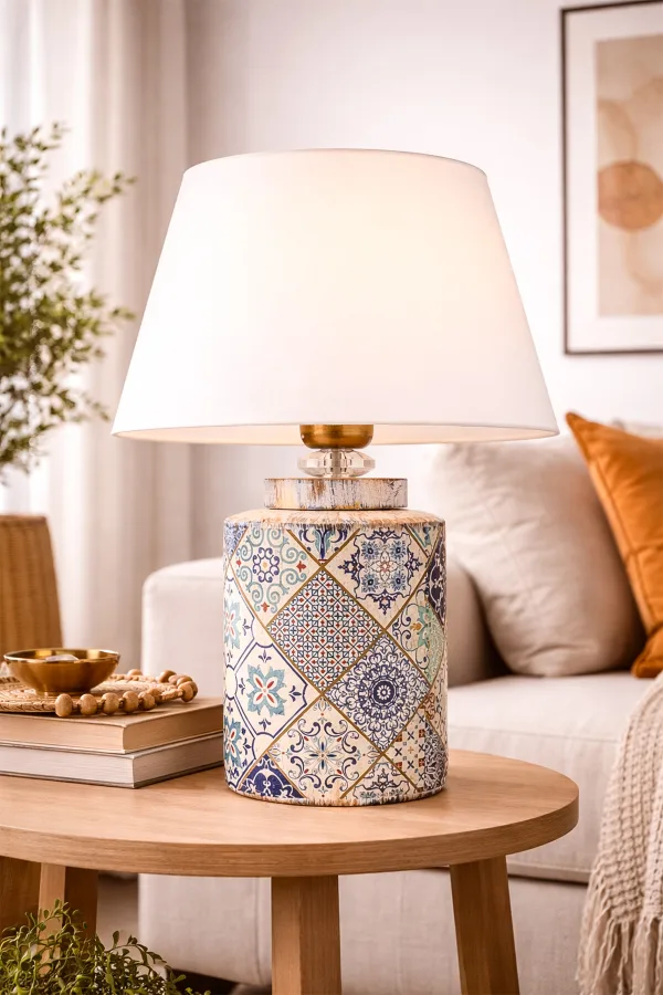 Lent Patterned Handmade Ceramic Lampshade White