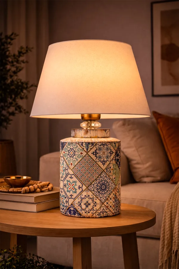 Lent Patterned Handmade Ceramic Lampshade White