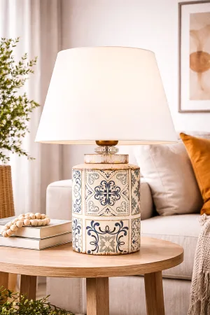 Plomb Patterned Handmade Lampshade White